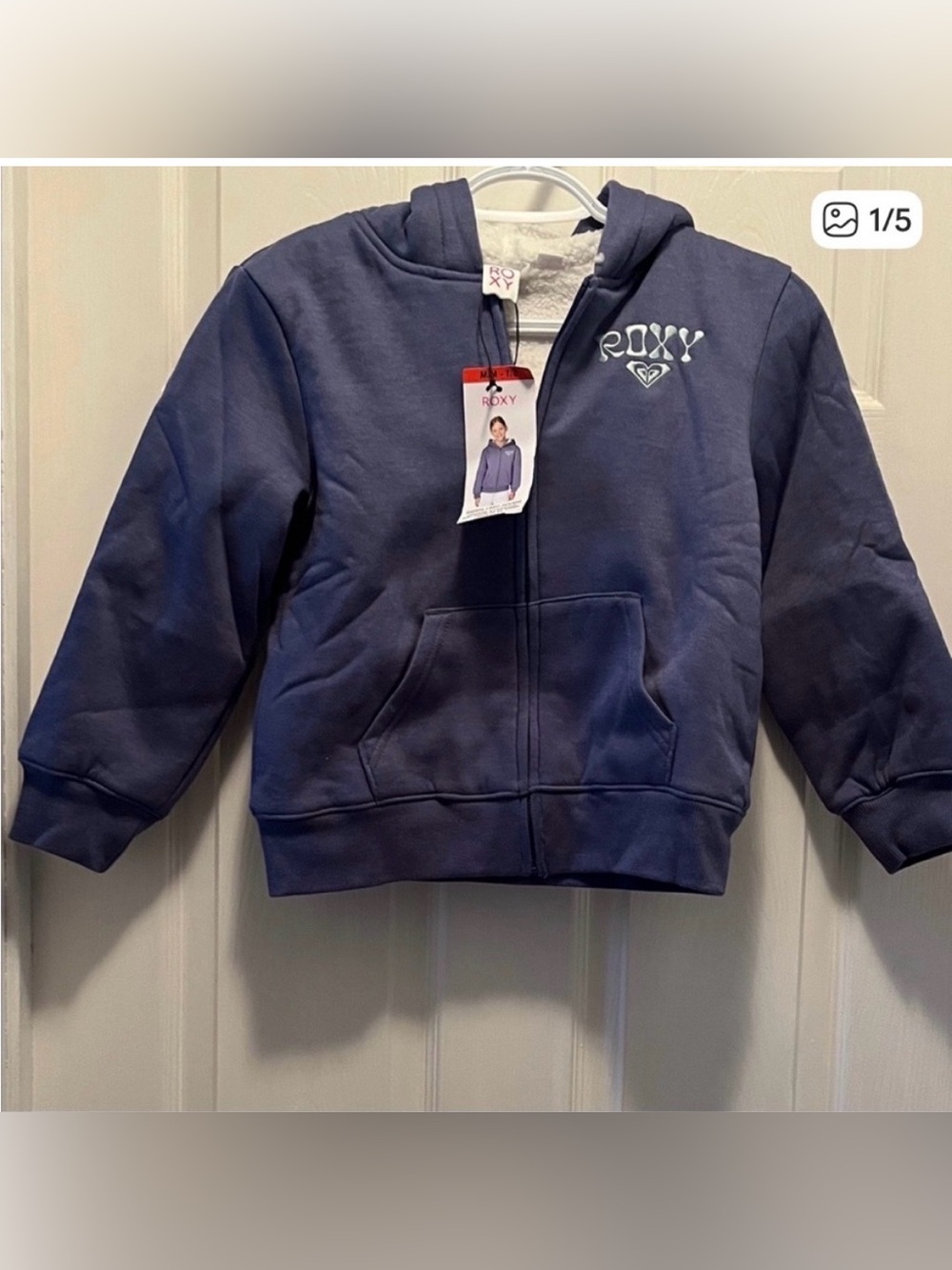 Roxy Girls Navy Zip-Up Hoodie with Logo